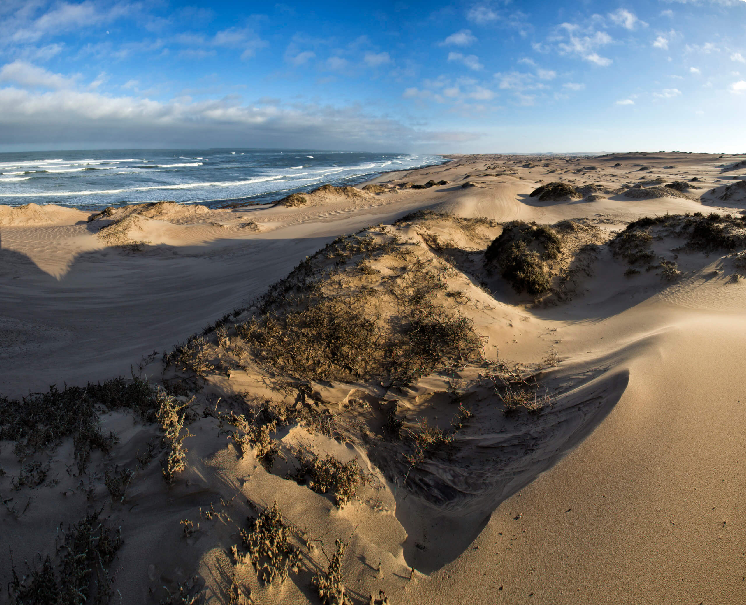 L'Océan Atlantique et les dunes côtières à quelques dizaines de mètres du Shipwreck Lodge.