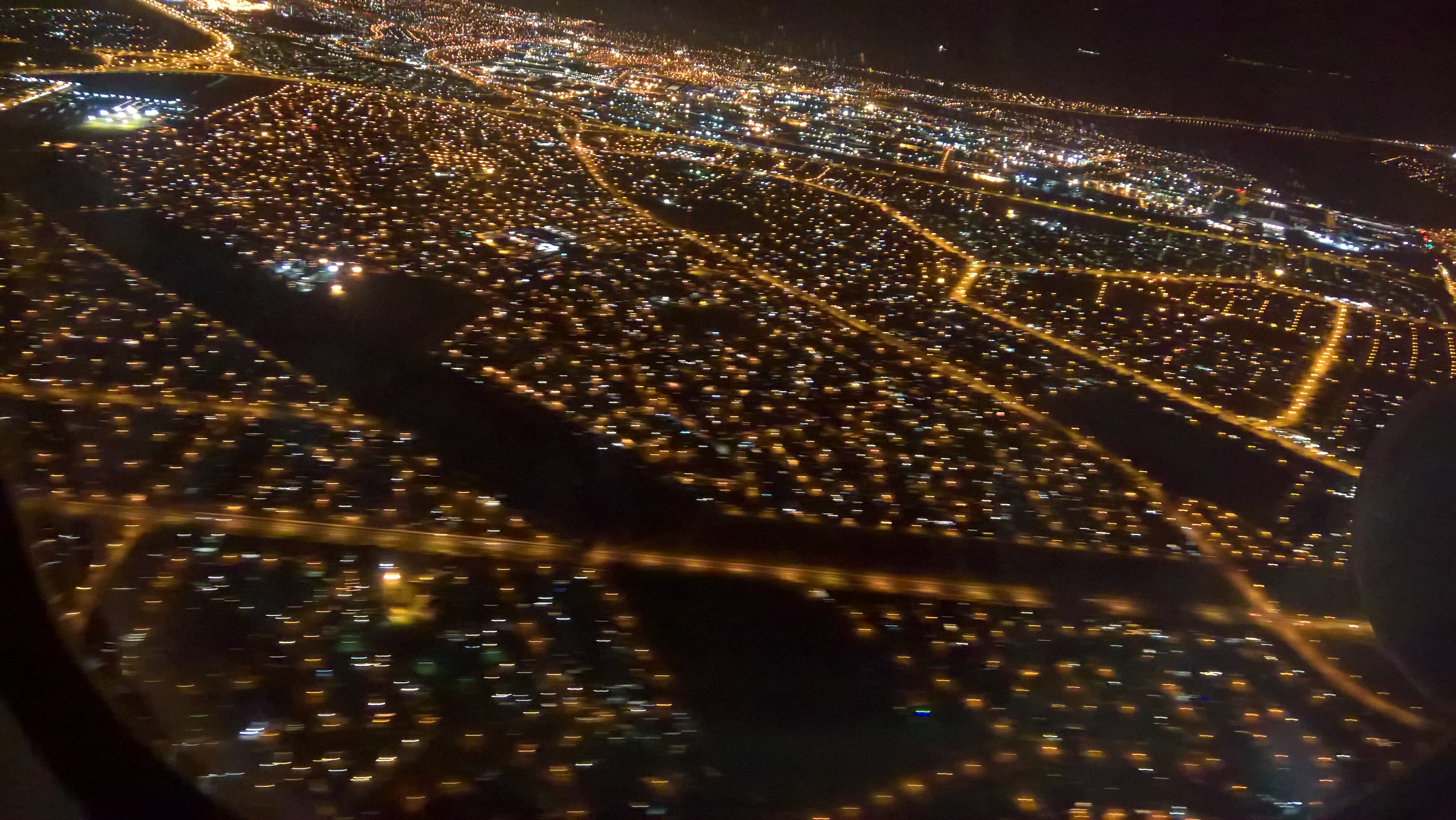 Cape town de nuit, vue du ciel