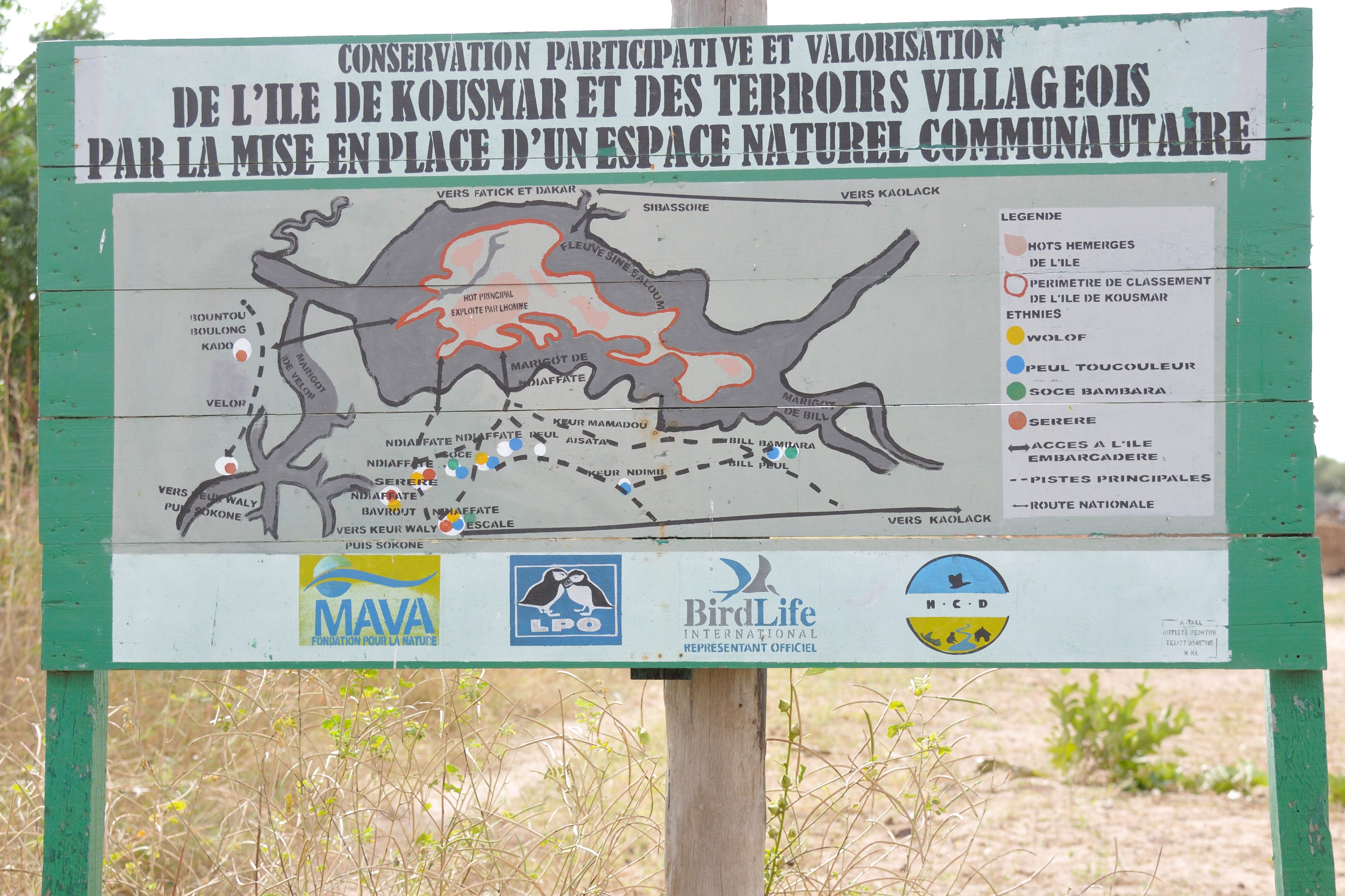 Panneau de l'Espace Naturel Communautaire mentionnant ses soutiens.